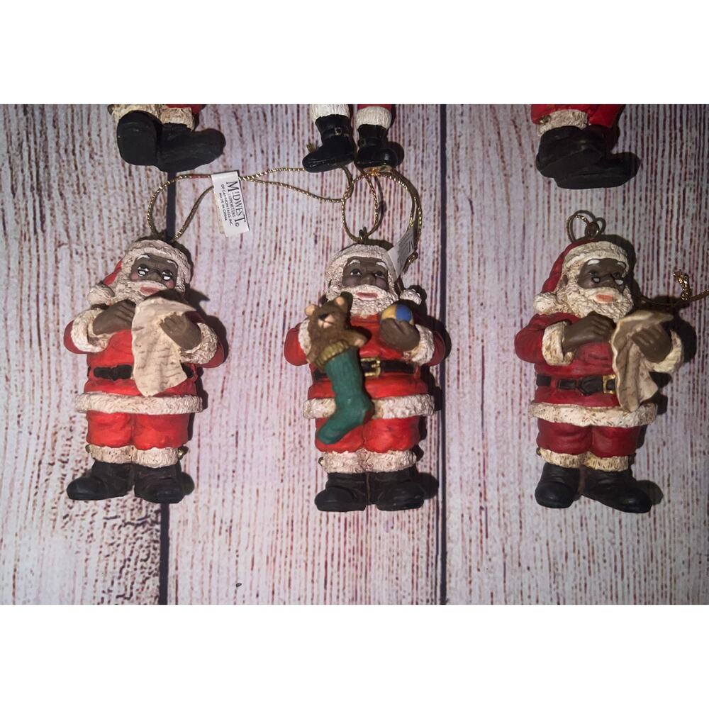 6x Midwest Importers of Cannon Falls Black Santa Good Boys & Girls List Ornament - Picture 4 of 6